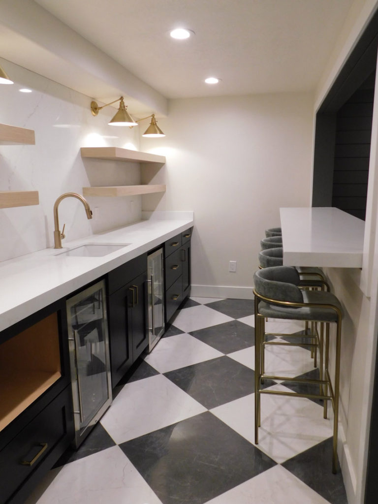 black and white basement flooring by pro worx construction in utah