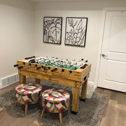 basement remodel in conttonwood heights utah with an adult game room by pro worx construction