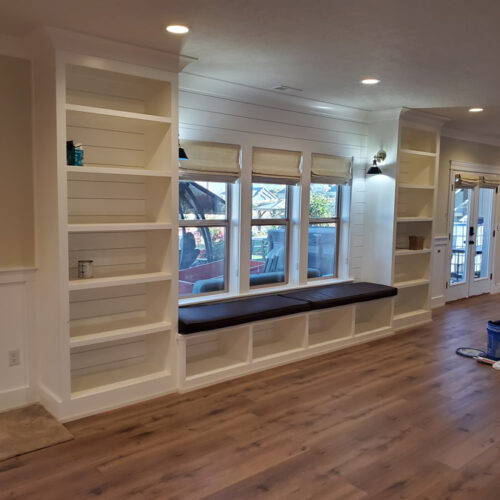 basement remodel in park city utah with custom shelving by pro worx construction