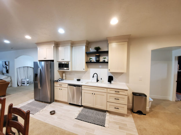 basement remodel utah with guest suite and kitchenette by pro worx construction utah