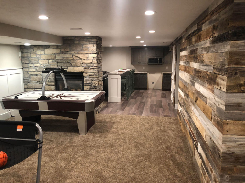 utah basement home remodel with fullentertainment area built by pro worx construction in utah
