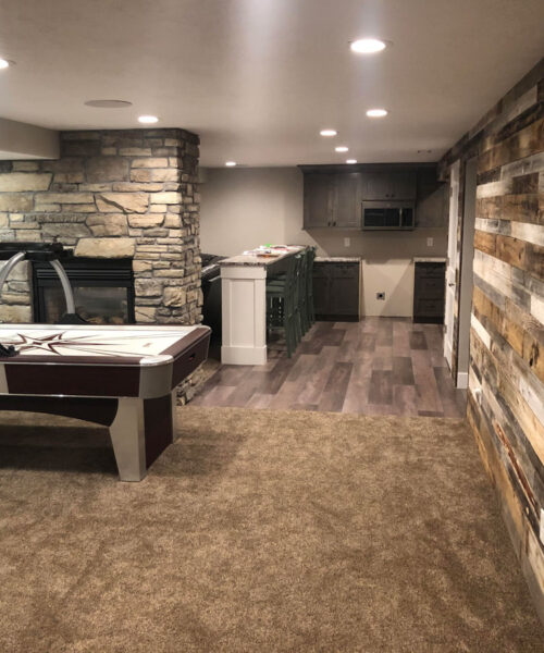 utah basement home remodel with fullentertainment area built by pro worx construction in utah