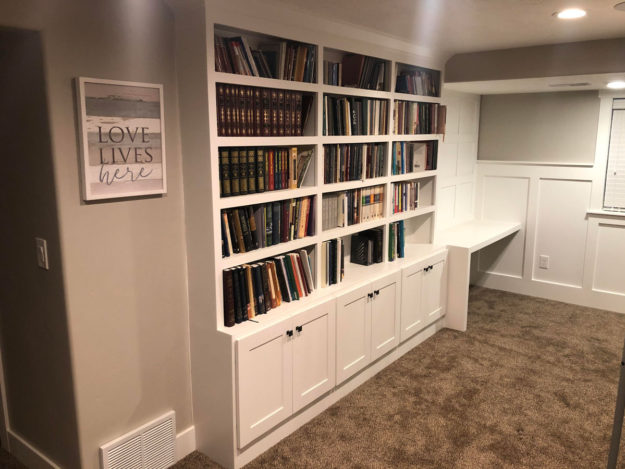 utah basement bookshelves