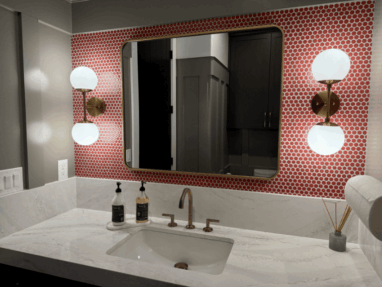 bathroom remodel during basement finish for air bnb in utah by pro worx construction