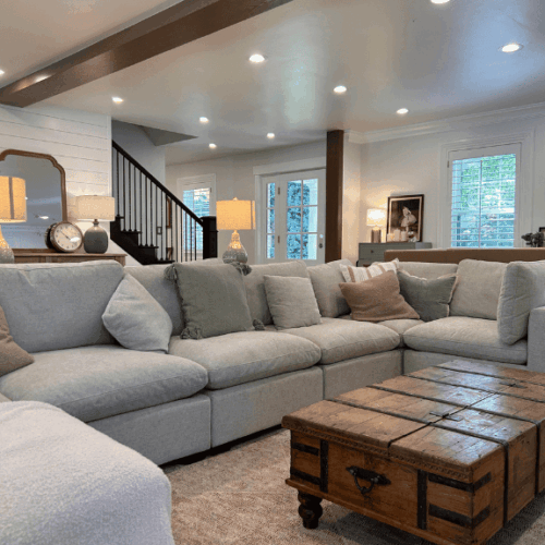 basement finish for guest suite including living area in draper utah by pro worx construction