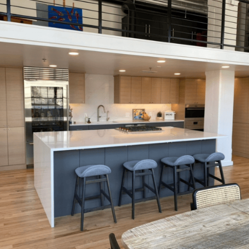 modern loft style basement finish in alpine utah by pro worx construction