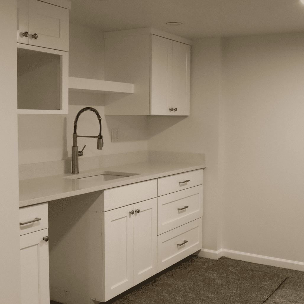 kitchenette construction as part of a guest suite creation project in utah by pro worx construction