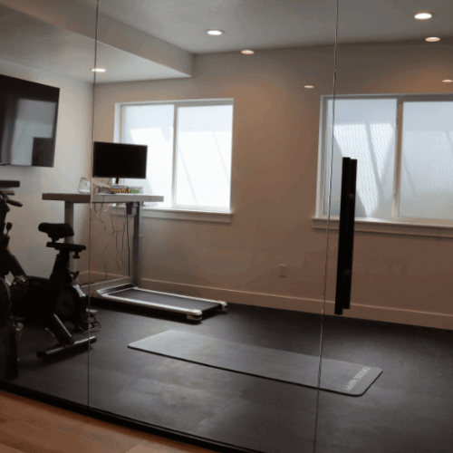 complete gym during basement finishing project in sandy utah by pro worx construction