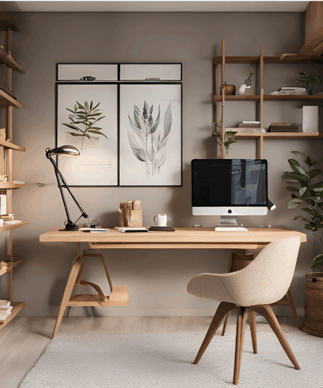 home with custom shelving