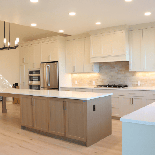 full kitchen renovations with enhanced lighting during a home remodel project in riverton utah by pro worx construction
