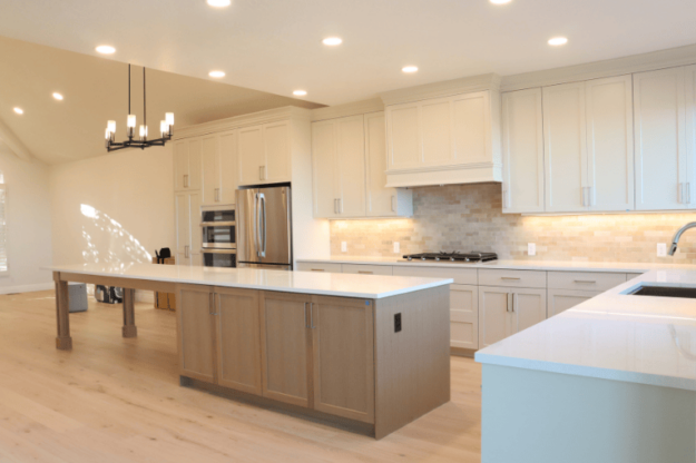 full kitchen renovations with enhanced lighting during a home remodel project in riverton utah by pro worx construction