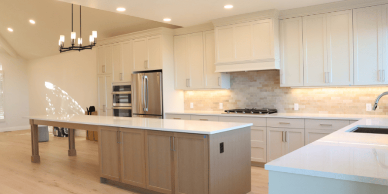 full kitchen renovations with enhanced lighting during a home remodel project in riverton utah by pro worx construction