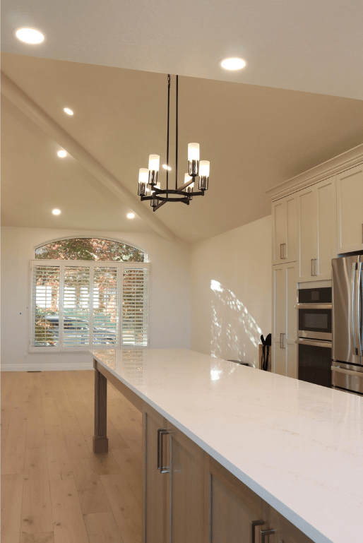 modern light fixtures during a full basement remodel in riverton utah by pro worx construction