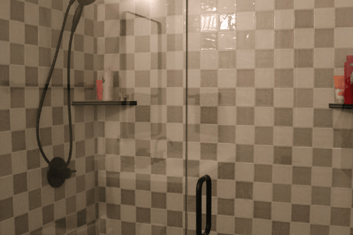 tiled shower detail by pro worx construction in utah during basement remodel project