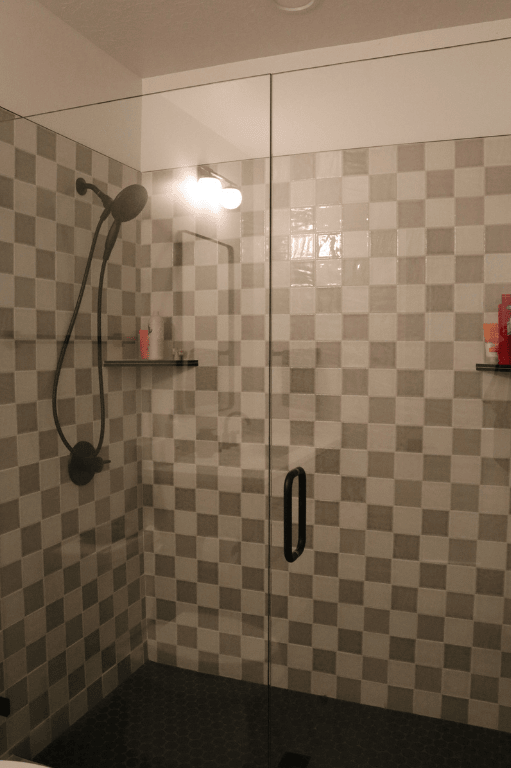 tiled shower detail by pro worx construction in utah during basement remodel project