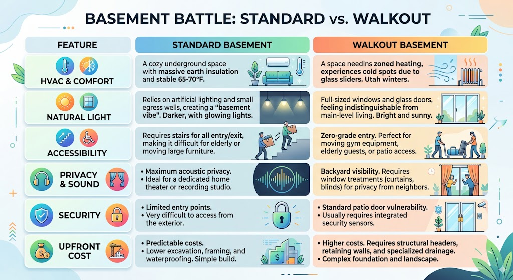 basement vs walkout pros and cons summary