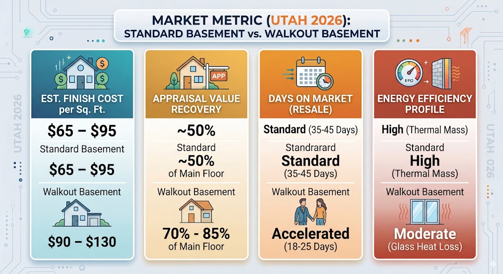 market metric for standard vs walkout basement