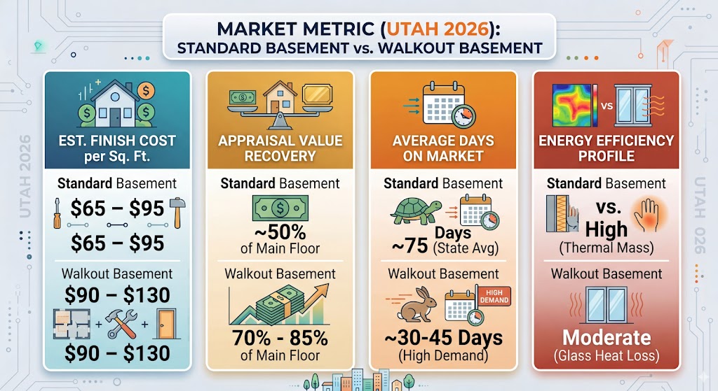 market metrics for walkouts vs basements in utah