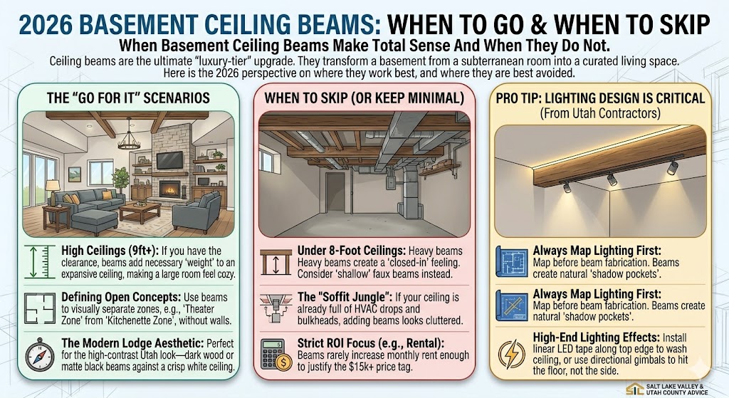 2026 basement celining beams in utah infographic
