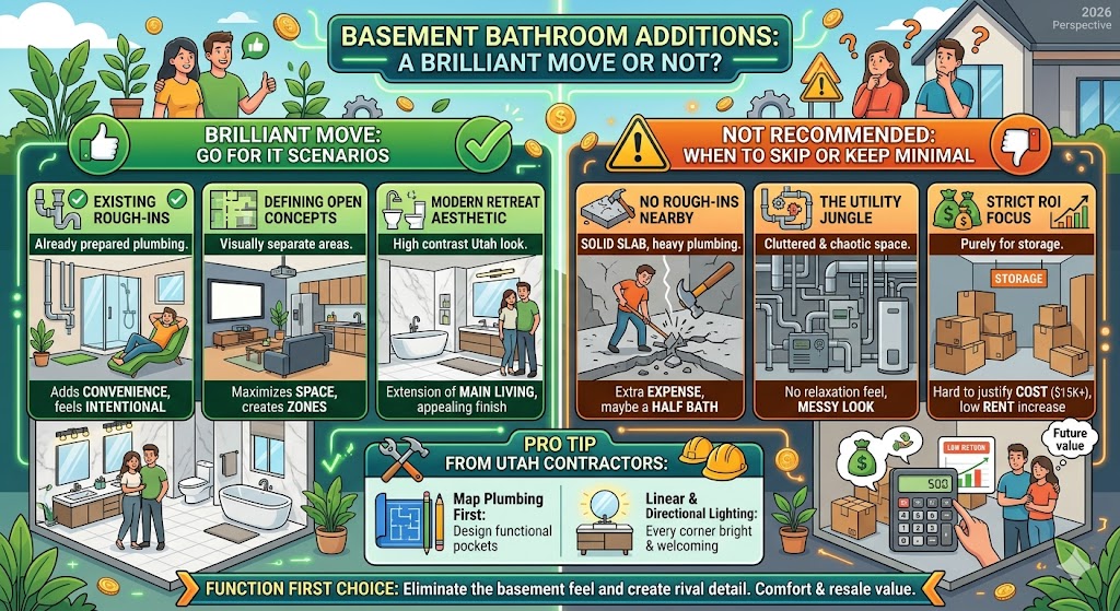 basement bathroom addition or not infographic