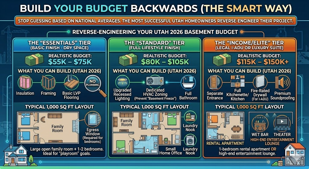 building your utah basement budget backwards infographic
