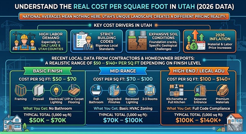 cost per square foot for a basement in utah