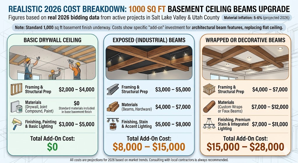 costs of a basement with an exposed beam finish in utah