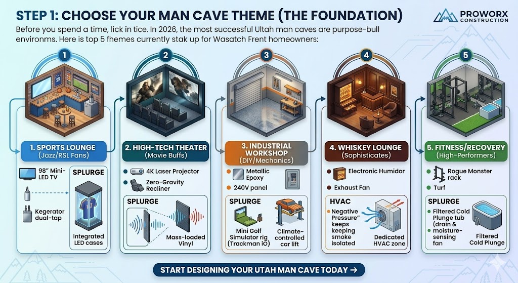 man cave choice infographic with all the specs