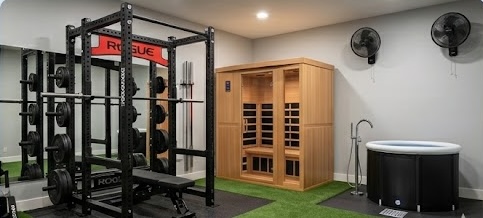 man cave with gym and spa in sandy by pro worx construction'