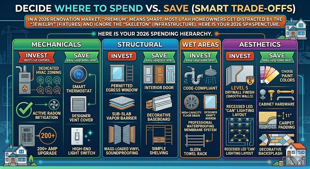 spend vs save trade offs for a utah basement by pro worx construction