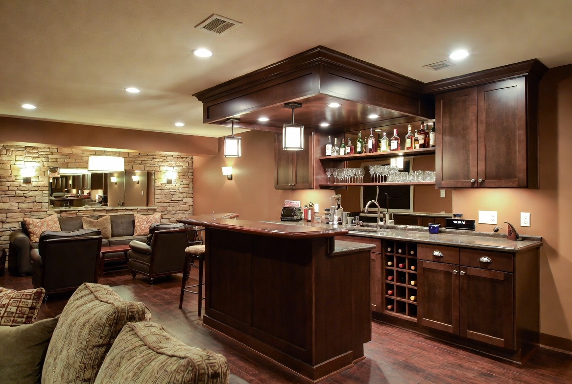 Full custom dark wood bar