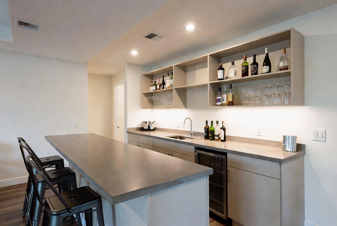 Simple wet bar against wall