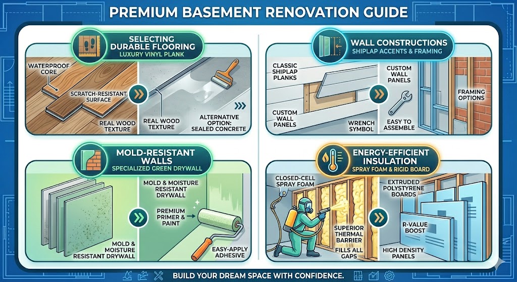 basement timeline for renovation infographic