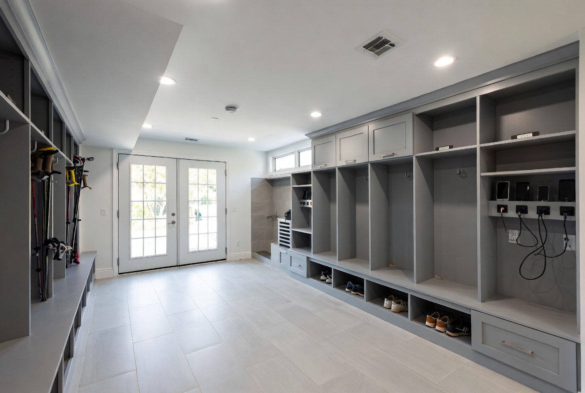 luxury-gray-basement-mudroom-custom-built-ins-radiant-floor-utah
