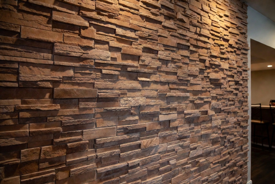 Stone veneer accent wall