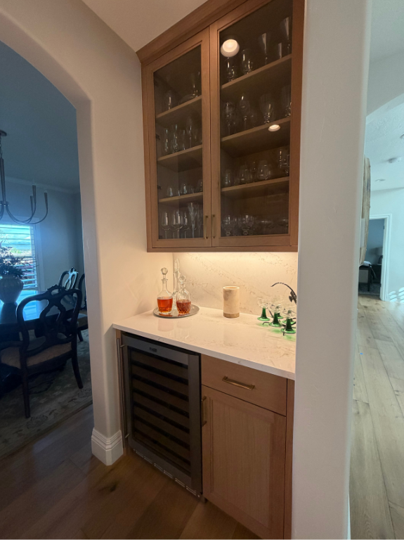 mini bar in basement by pro worx construction in utah