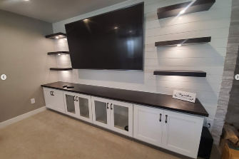 custom built in for entertainment unit in basement in utah by proworx construction