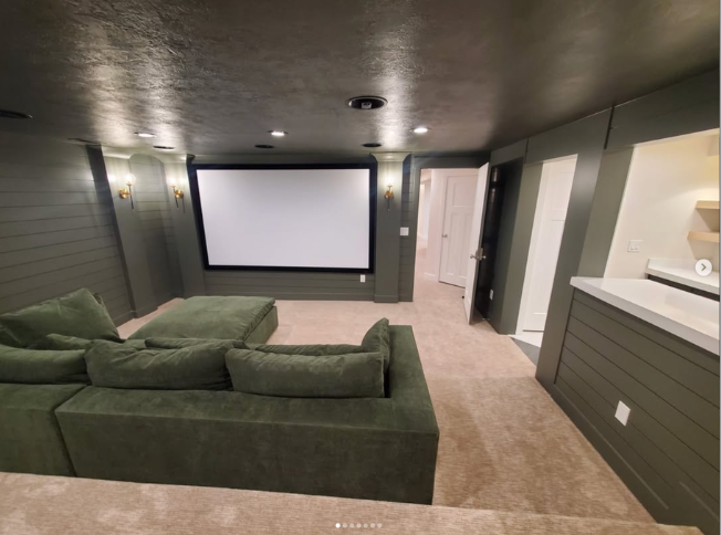 home theater in basement in utah by proworx construction